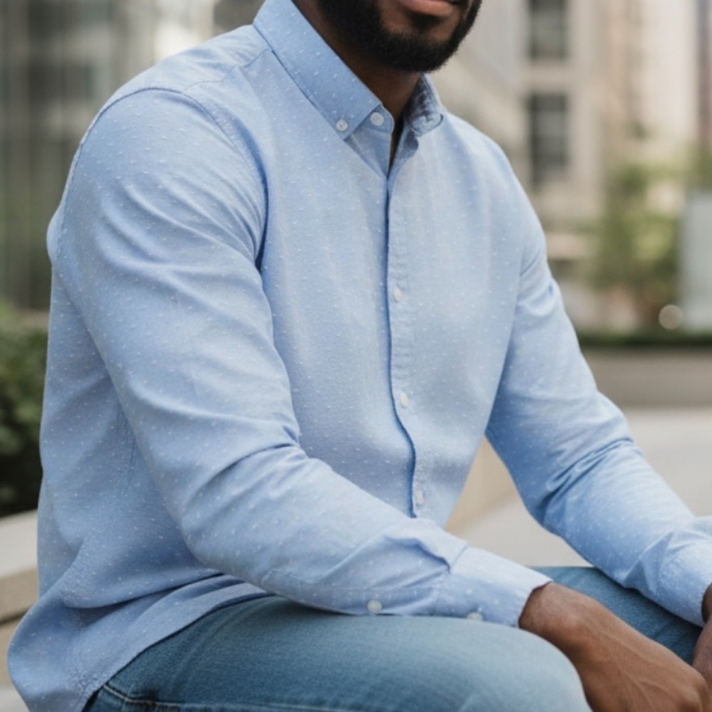 Heritage Sky Blue Casual Button-Down Shirt